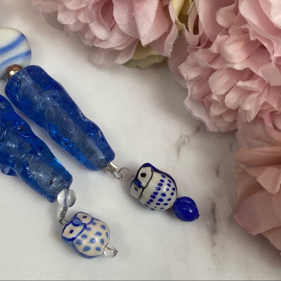 Beaded Blue Owl Purse Charm Bag Accessory - Picture 11 of 16